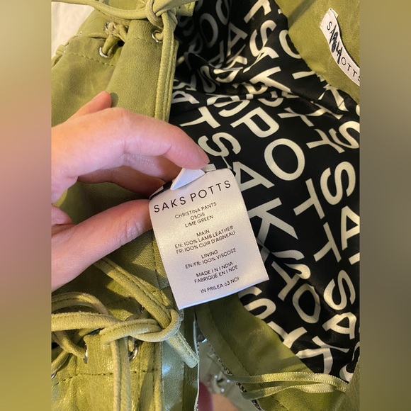 SAKS POTTS CHRISTINA Lamb Leather Lace Up PANTS Sz 2 - Picture 5 of 8